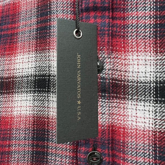 John Varvatos Neil Flannel Plaid Long Sleeve Button Down Shirt Reversible XS Red - Picture 3 of 8